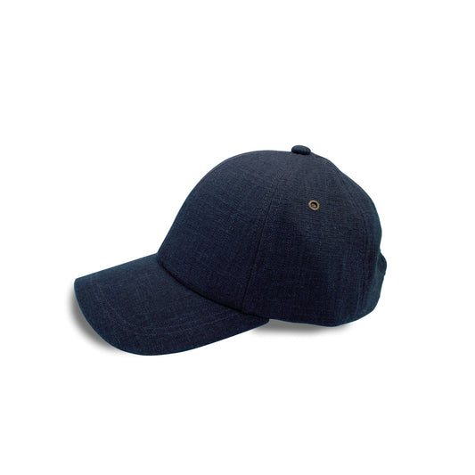 mens linen summer baseball cap in navy