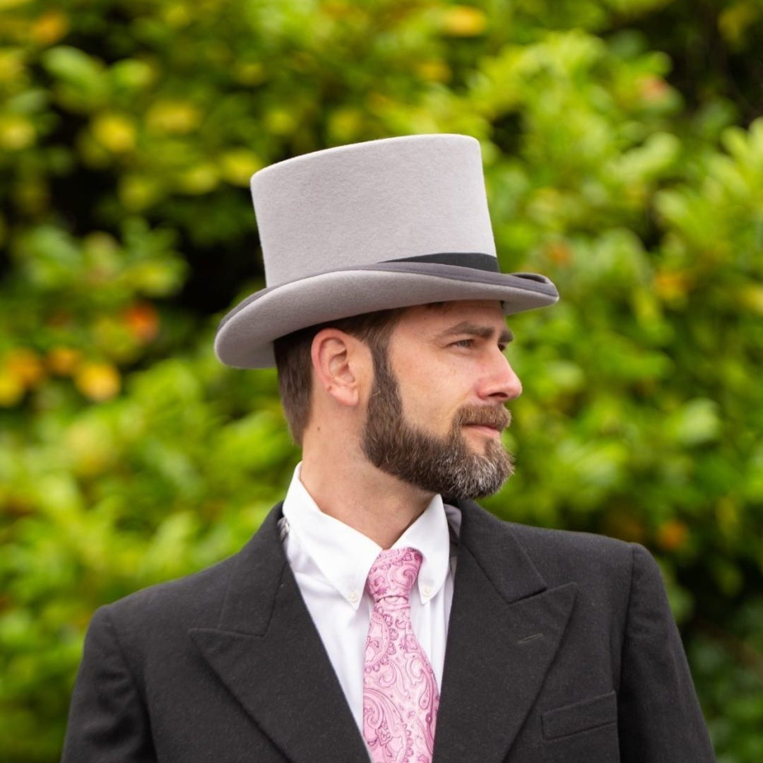 grey wool mens top hat
