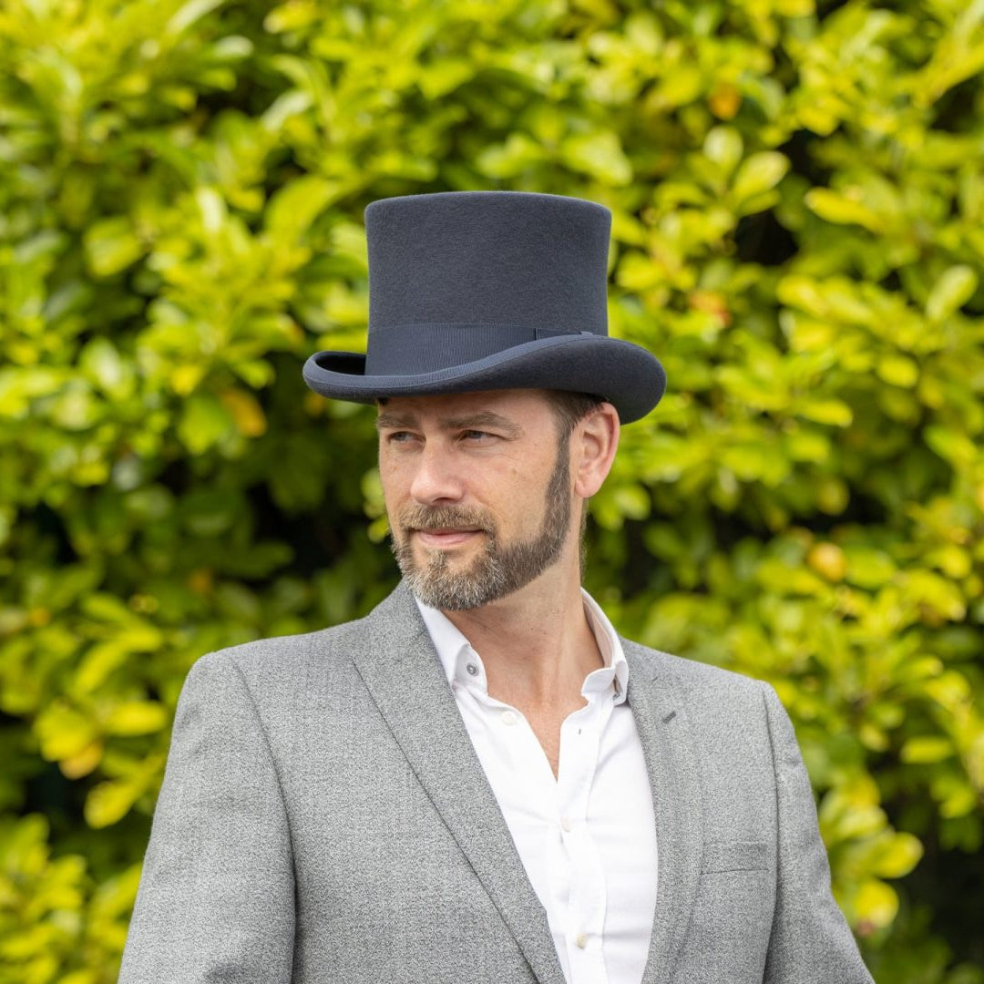 navy mens wool top hat