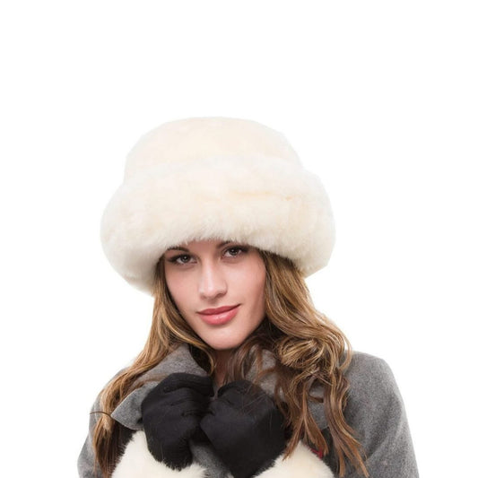 cream ladies faux fur hat