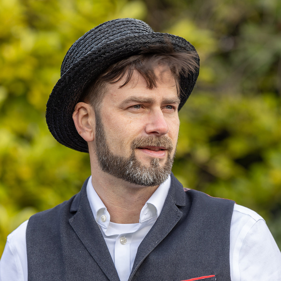 Men’s Raffia Straw Packable Pork Pie Hat