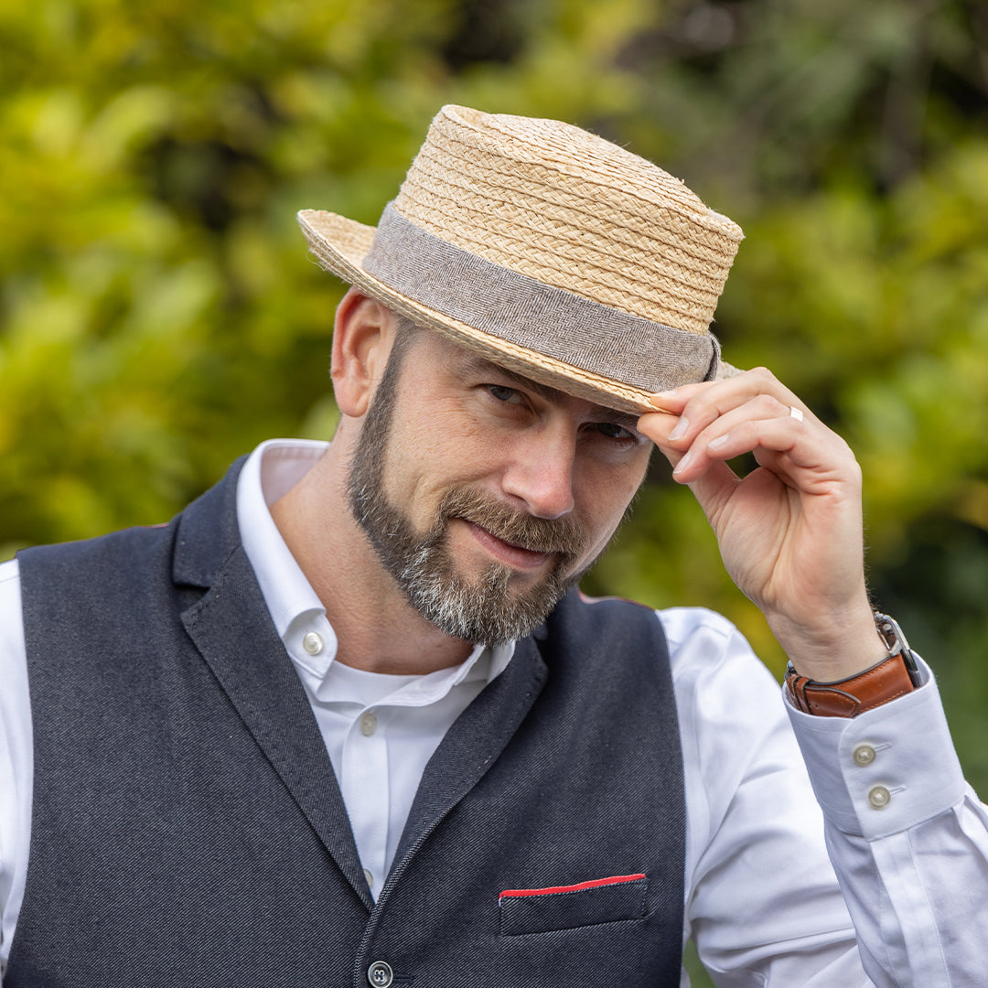 Men’s Raffia Straw Packable Pork Pie Hat