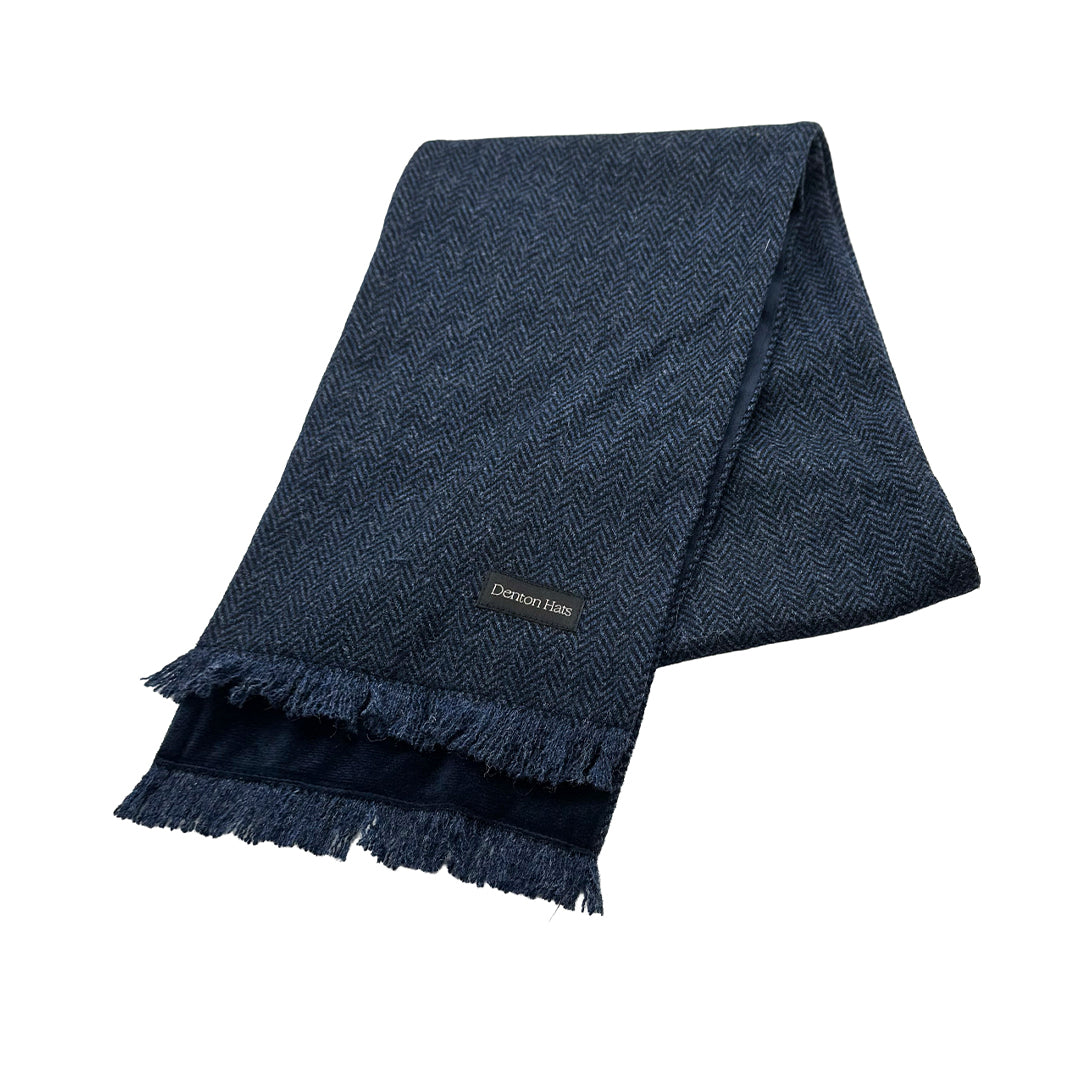 Navy Lambswool Tweed Men's Scarf