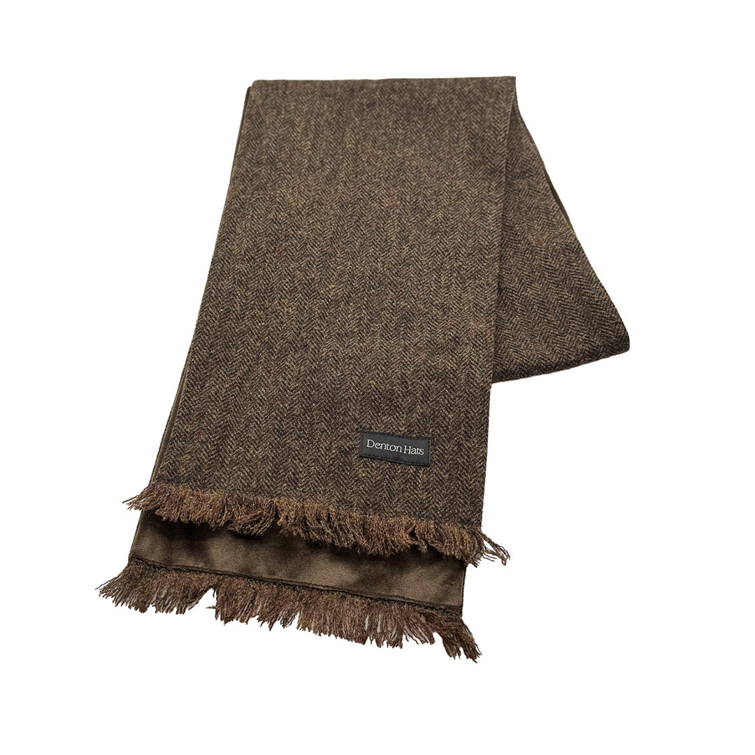 Brown Lambswool Tweed Men's Scarf