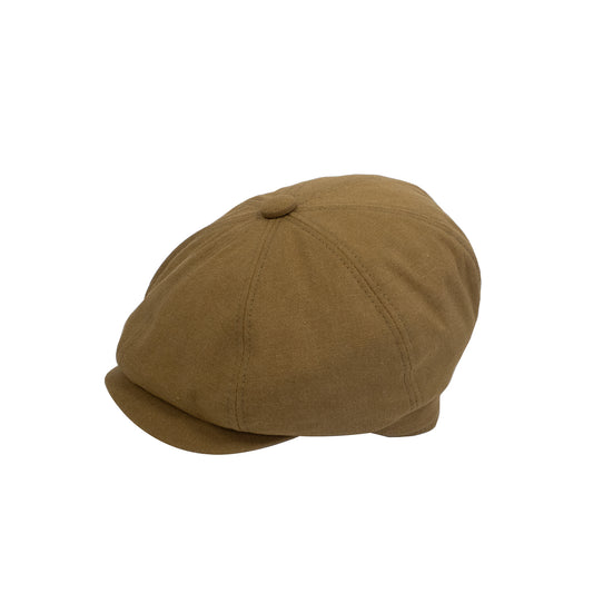 mens linen flat cap in khaki