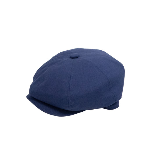mens linen flat cap in  navy