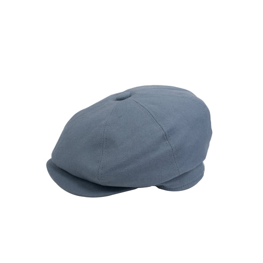mens linen flat cap in marine blue