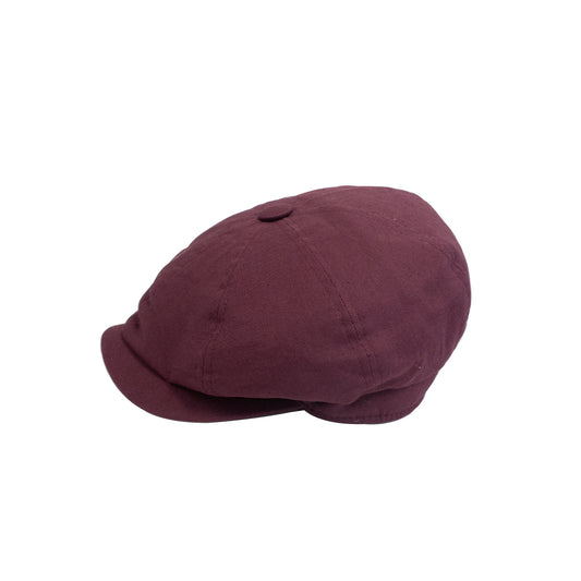 mens linen flat cap in red