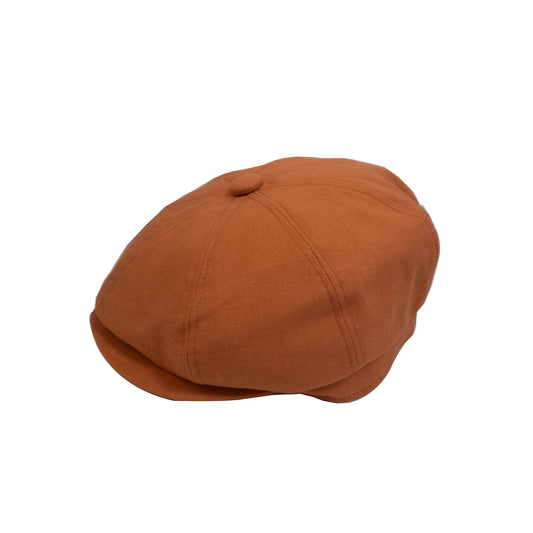 linen flat cap for men in orange
