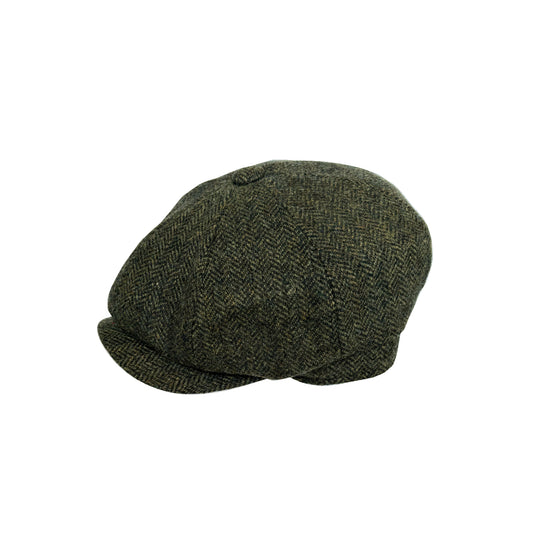 wool tweed green flat cap