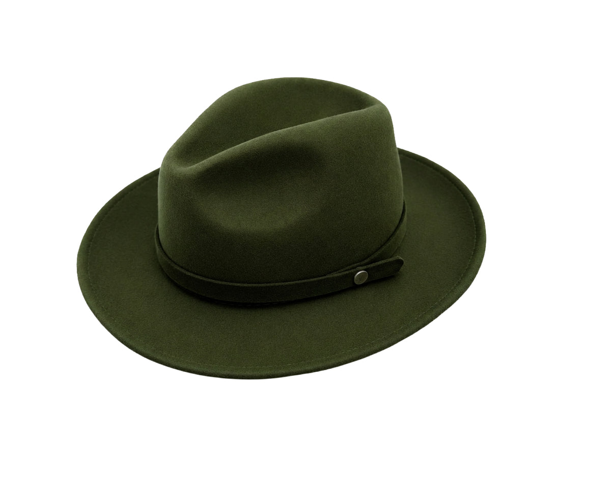 Foldable Packable Wool Felt Fedora Hat with Travel Bag