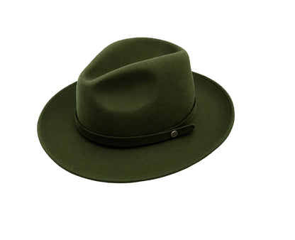 Foldable Packable Wool Felt Fedora Hat with Travel Bag