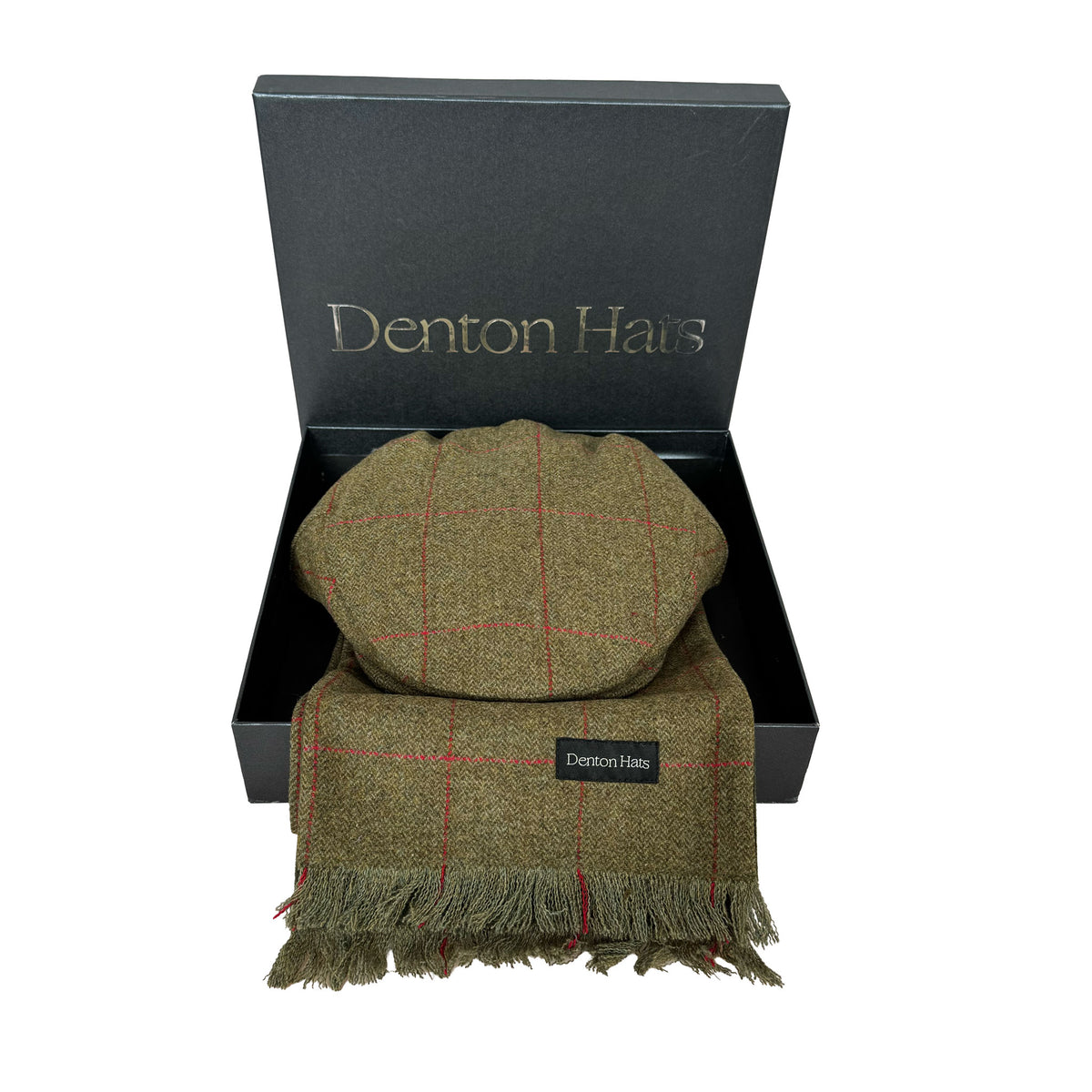 Men’s Green Flat Cap & Tweed Scarf Boxed Gift Set