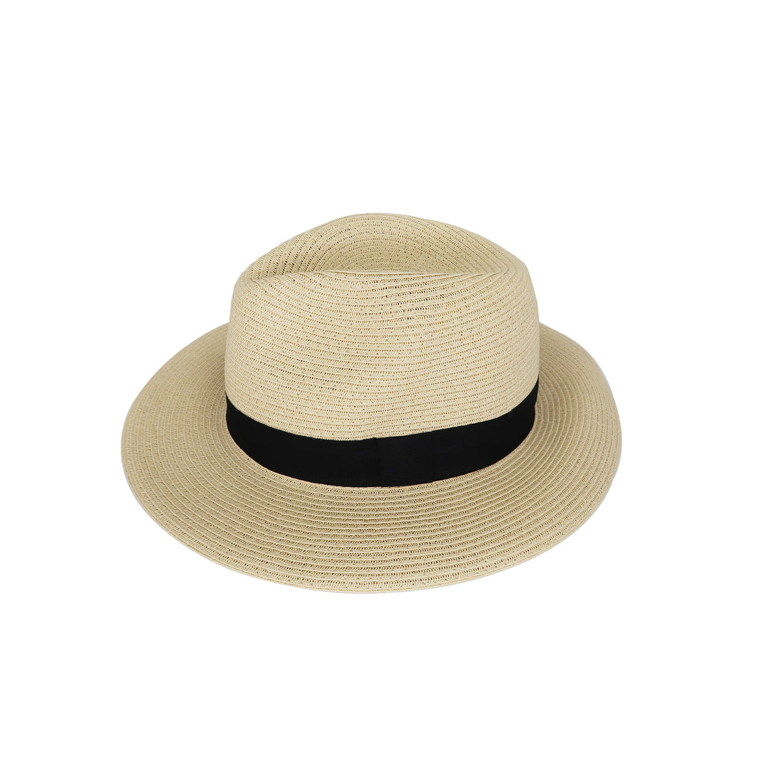 Khaki Bead Wide Brim Trilby Hat