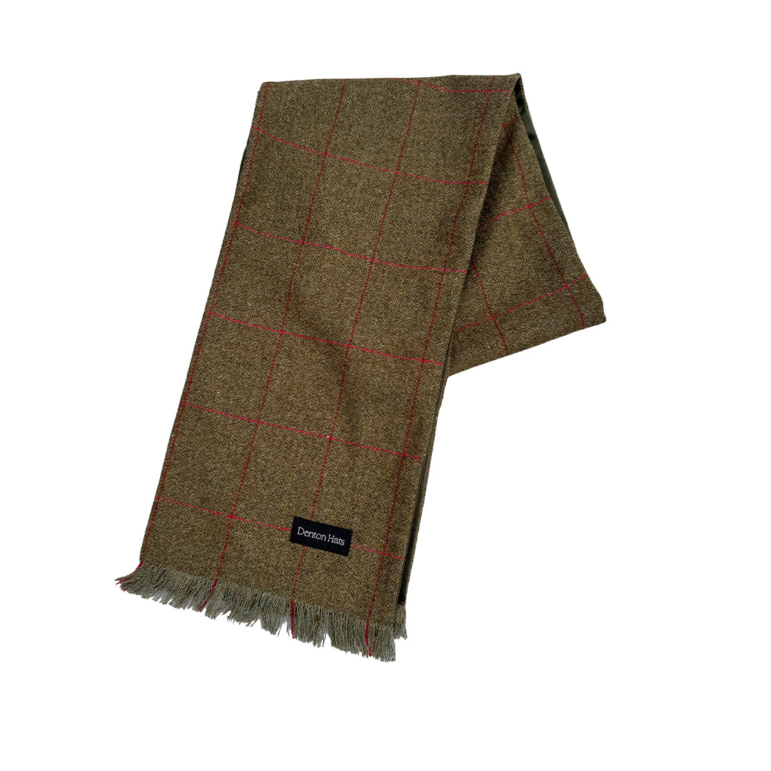 Green Check Lambswool Tweed Men's Scarf