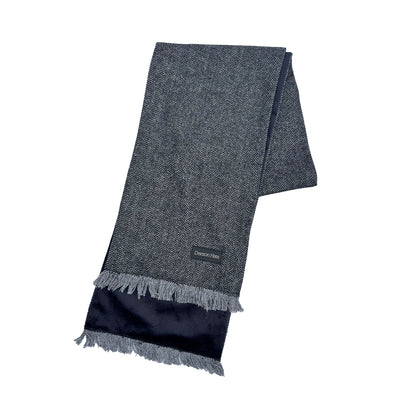 Men’s Textured Black Flat Cap & Tweed Scarf Boxed Gift Set