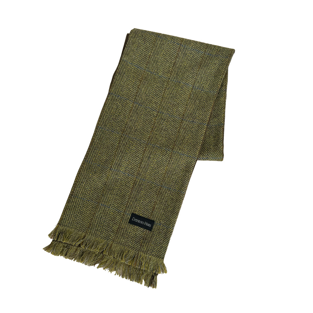 Brown Check Lambswool Tweed Men's Scarf