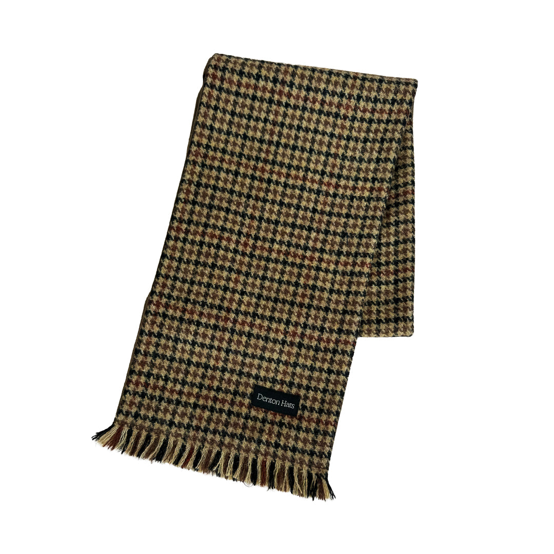 Dogtooth Check Lambswool Tweed Men's Scarf