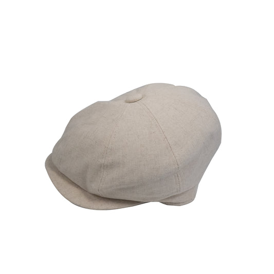 linen flat cap for men in stone