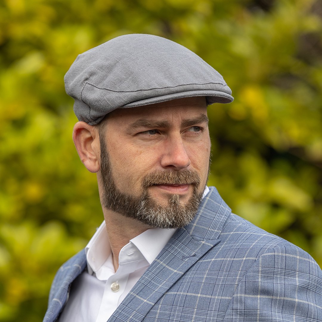 Textured Linen Flat Cap