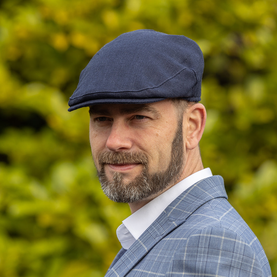 Textured Linen Flat Cap