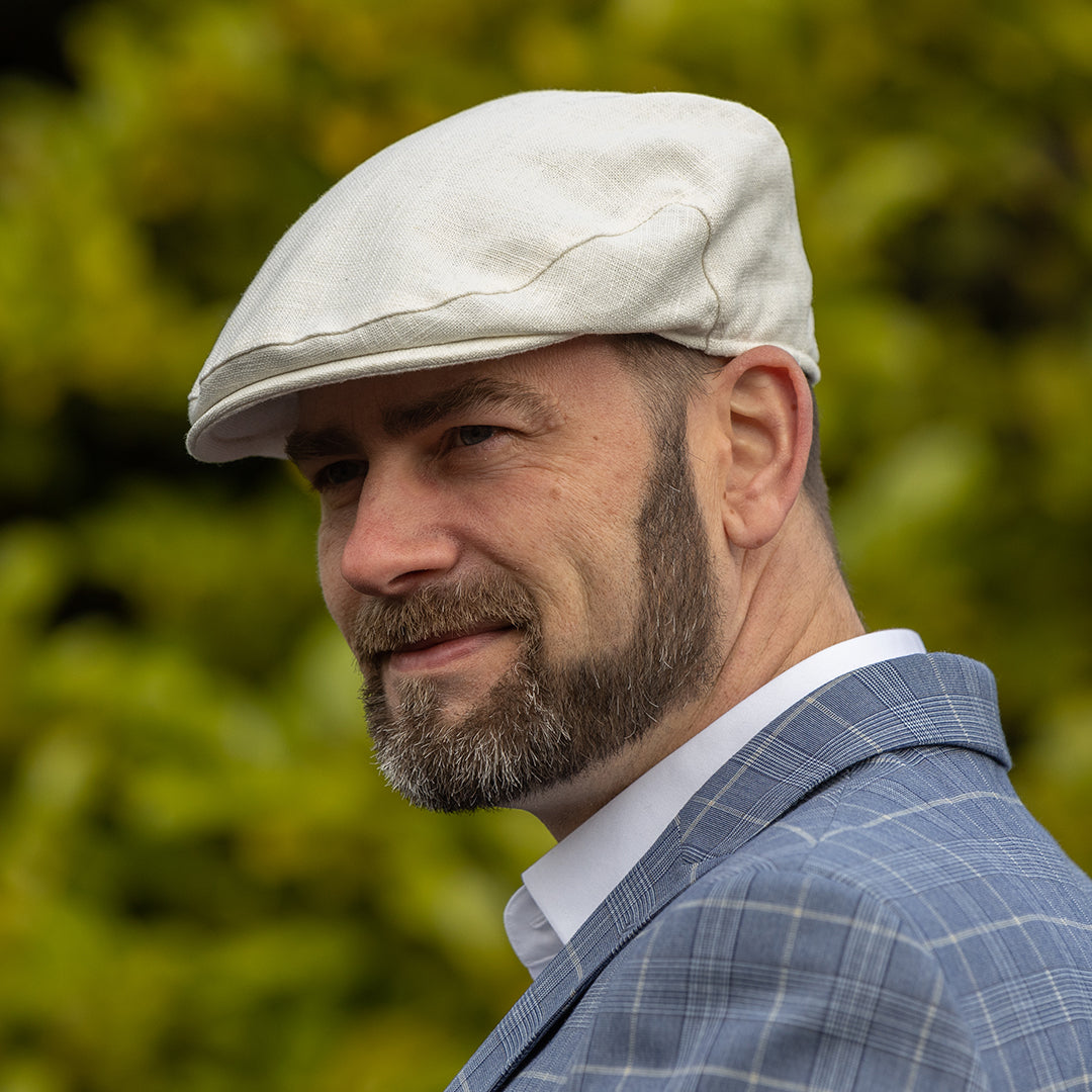 Textured Linen Flat Cap