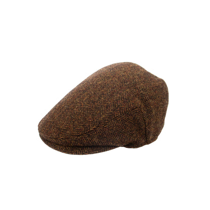 Men’s Textured Brown Flat Cap & Tweed Scarf Boxed Gift Set