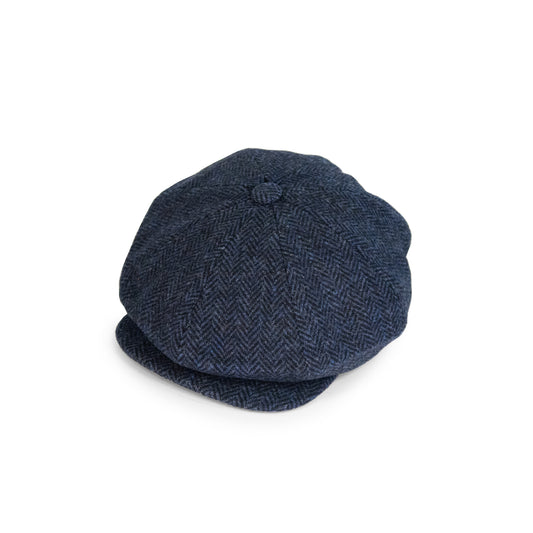blue wool tweed flat cap