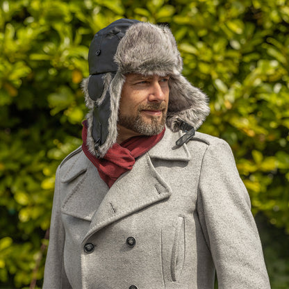 Black Faux Fur Trapper Aviator Hat